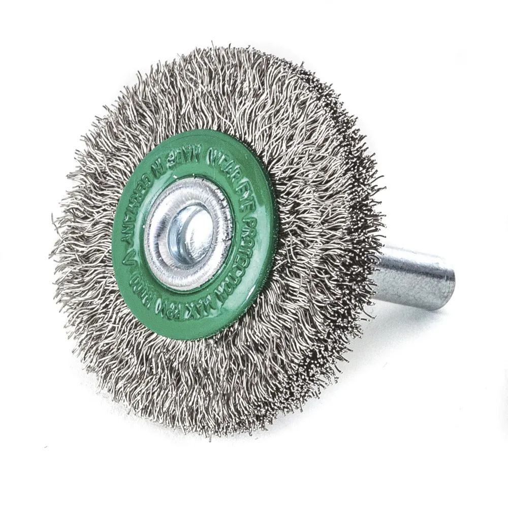 LessMann 415342 - Cepillo circular con espiga LessMann 50 mm. alambre de acero inoxidable ondulado ROF 0,20