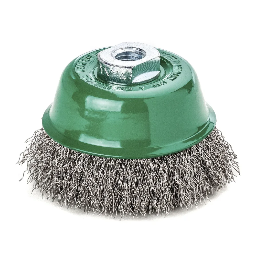 LessMann 424367 - Cepillo taza LessMann 80 mm./M14x2,0 mm. alambre de acero inoxidable ondulado ROH 0,30
