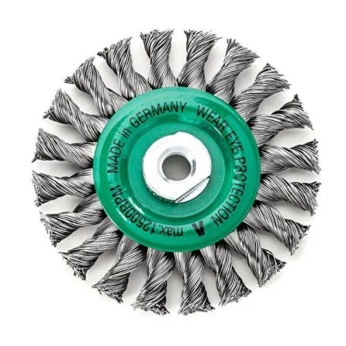 LessMann 472817 - Cepillo circular LessMann 115x14 mm./M14x2,0 mm. alambre de acero inoxidable trenzado, 20 mechones, ROH...