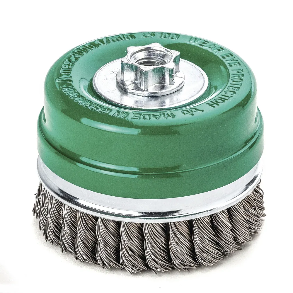 LessMann 484817 - Cepillo taza LessMann 80 mm./M14x2,0 mm. alambre de acero inoxidable trenzado ROH 0,50