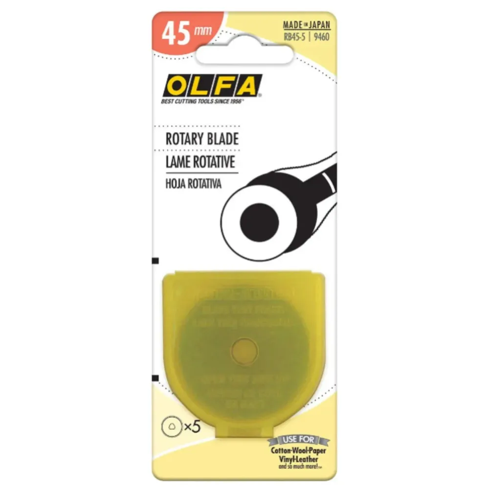 Cuchilla giratoria Olfa de 45 mm, 5 unidades Linda's Electric Quilters