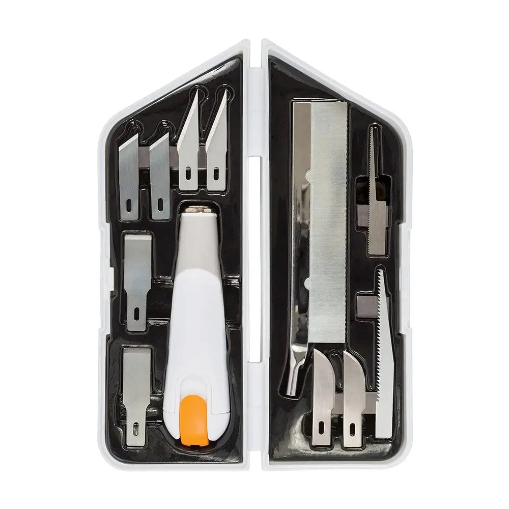 Juego de cuchillos de precisión de alta resistencia con cambio fácil de Fiskars, 11 hojas Linda's Electric Quilters