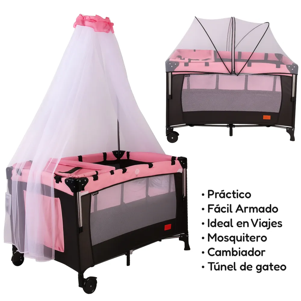 Corral Colecho con Mosquitero Gris Magic Baby