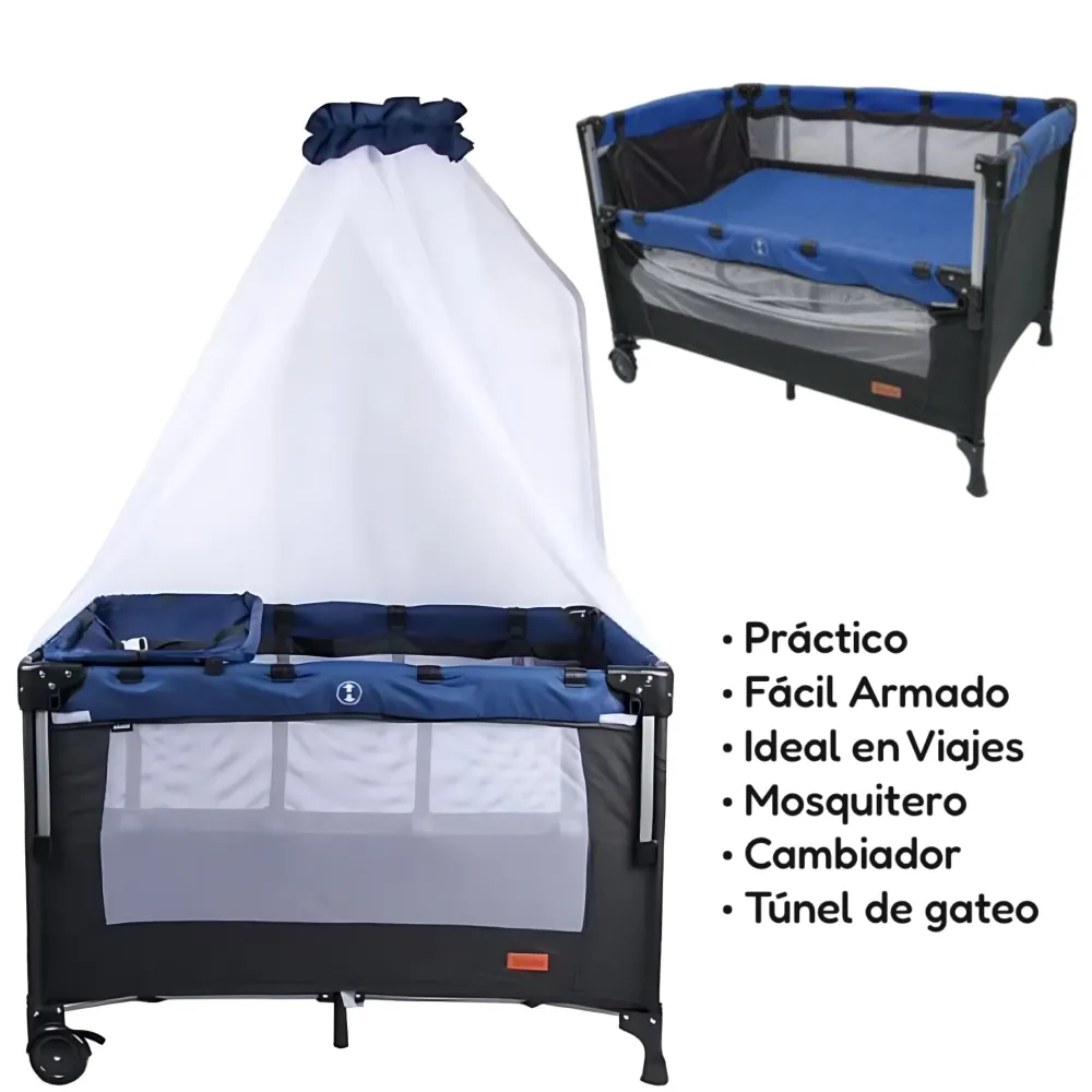 Corral Colecho con Mosquitero Gris Magic Baby