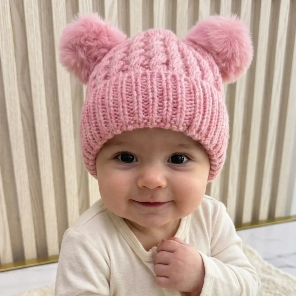 Gorro Tejido Pom Pon Rosado Magic Baby