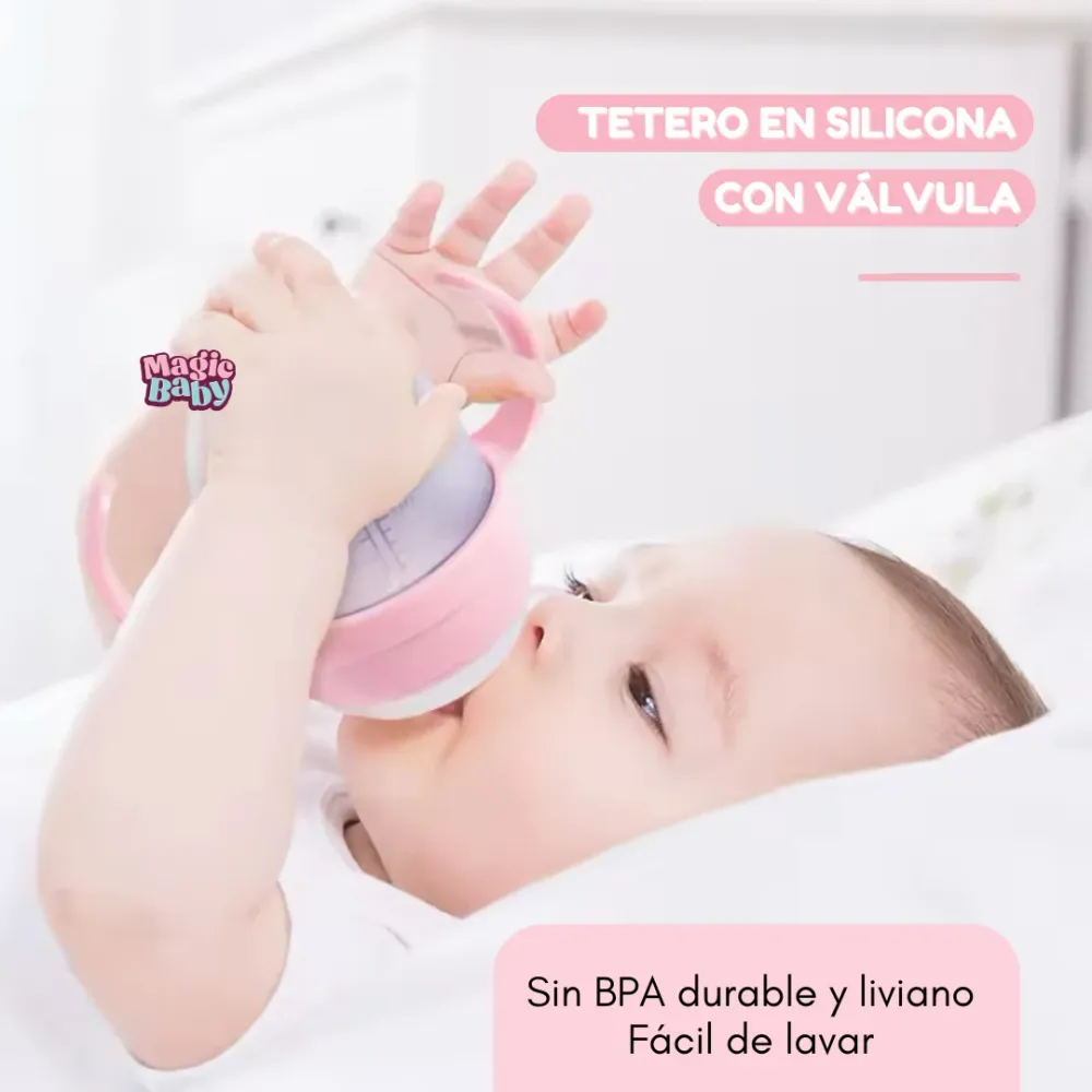 Tetero En Silicona con Válvula Verde Magic Baby