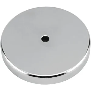 Fuente de imán, 0,303 pulg. de largo x 2,04 pulg. de ancho, base redonda plateada, fuerza de tracción de 25 lb, 1 unidad -...