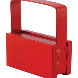 Imán de cerámica de 2" con mango rojo y fuerza de tracción de 50 lb, acero resistente. Magnet Source