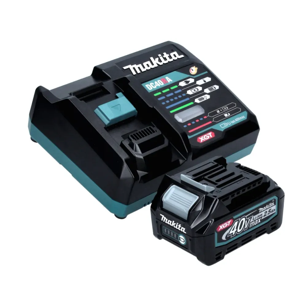 Amoladora angular baterí Makita GA 013 GD101 40 V máx. 125 mm sin escobillas XGT + 1x baterí 2,5 Ah + cargador + campana d...
