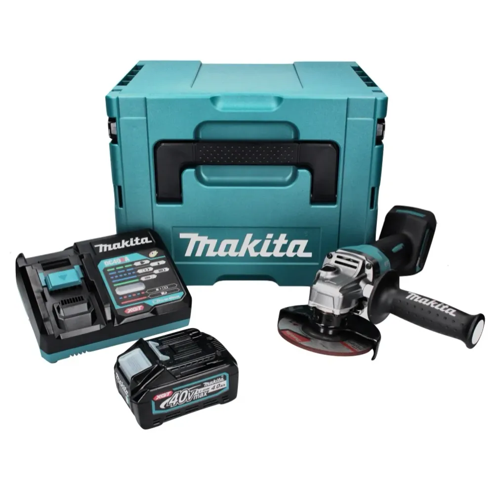 Amoladora angular baterí Makita GA 013 GM101 40 V máx. 125 mm sin escobillas XGT + 1x baterí 4,0 Ah + cargador + Makpac