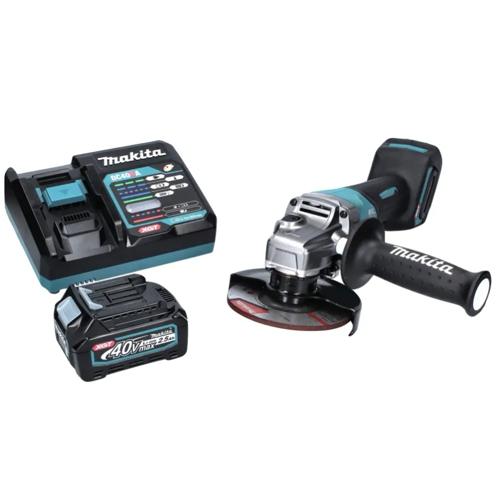 Amoladora angular baterí Makita GA 016 GD1 40 V máx. 125 mm sin escobillas XGT + 1x baterí 2,5 Ah + cargador