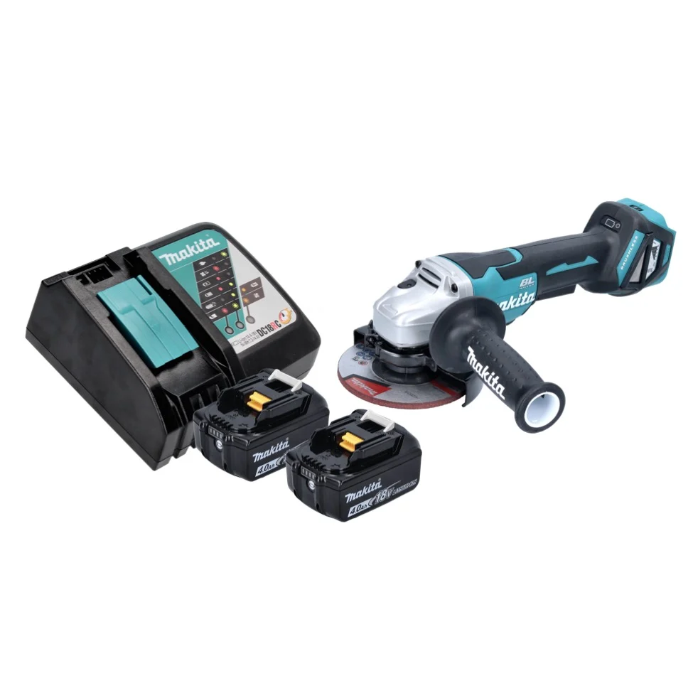 Amoladora angular baterí Makita DGA 515 RM 18 V 125 mm sin escobillas + 2x baterías 4,0 Ah + cargador