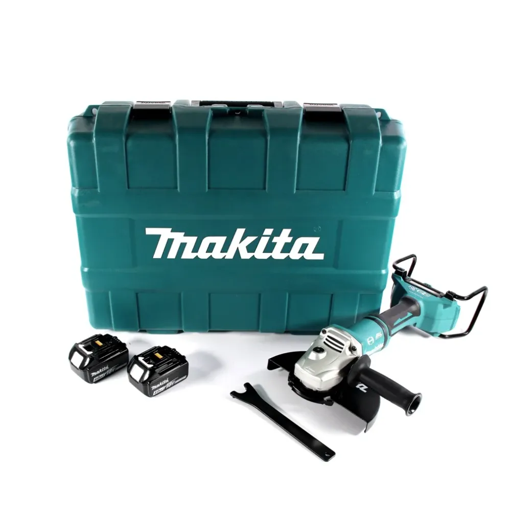 Amoladora angular baterí Makita DGA 900 MK 36 V (2x 18 V) 230 mm sin escobillas + 2x baterí 4,0 Ah + maletín - sin cargador