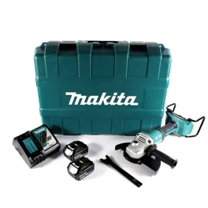 Amoladora angular baterí Makita DGA 900 RTK 36 V (2x 18 V) 230 mm sin escobillas + 2x baterí 5,0 Ah + cargador + maletín