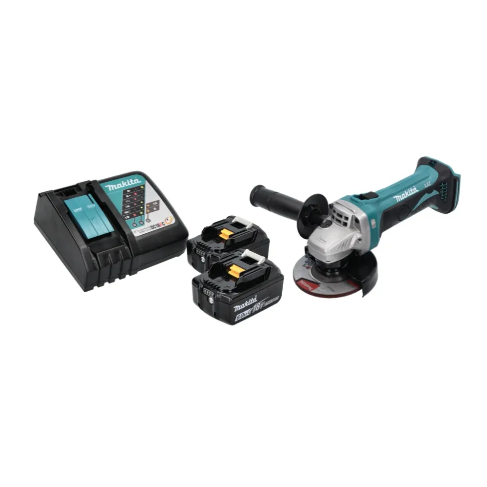 Amoladora angular sin cable Makita DGA 452 RG 18 V 115 mm + 2x baterí recargable 6,0 Ah + cargador