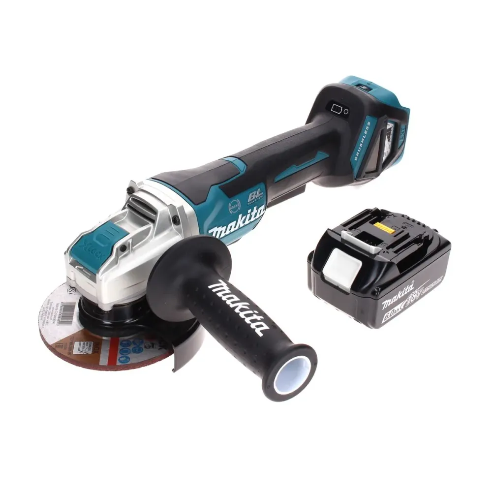 Amoladora angular sin cable Makita DGA 519 G1 18 V 125 mm Brushless X-Lock + 1x baterí recargable 6,0 Ah - sin cargador