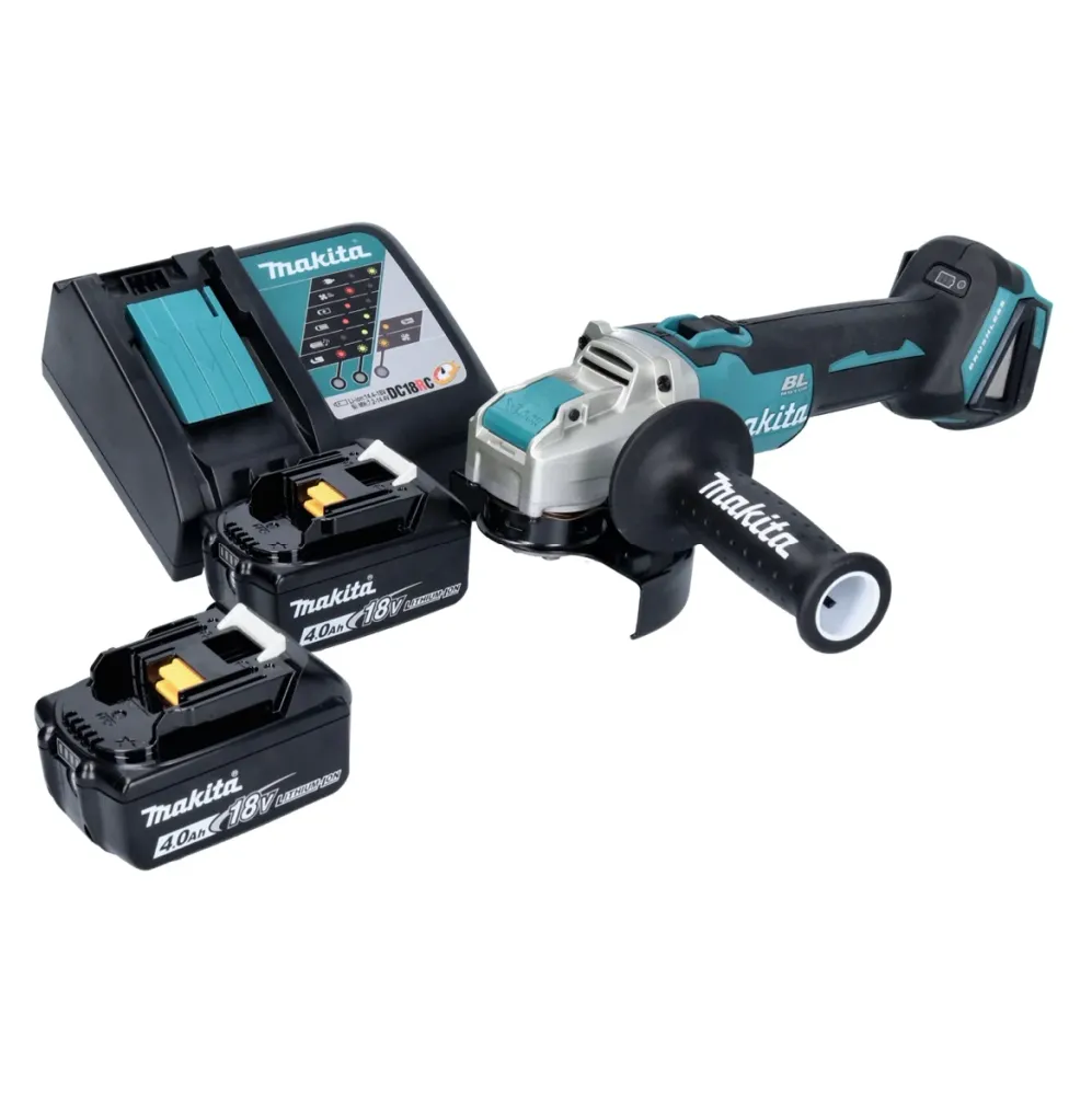 Amoladora angular sin cable Makita DGA 521 RMX1 18 V 125 mm X-LOCK Brushless + 2x baterí recargable 4,0 Ah + cargador