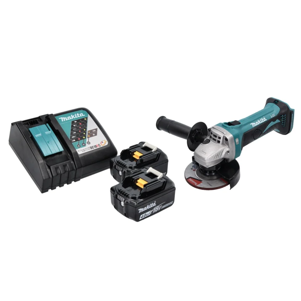 Amoladora angular sin cable Makita DGA 452 RM 18 V 115 mm + 2x baterí 4,0 Ah + cargador