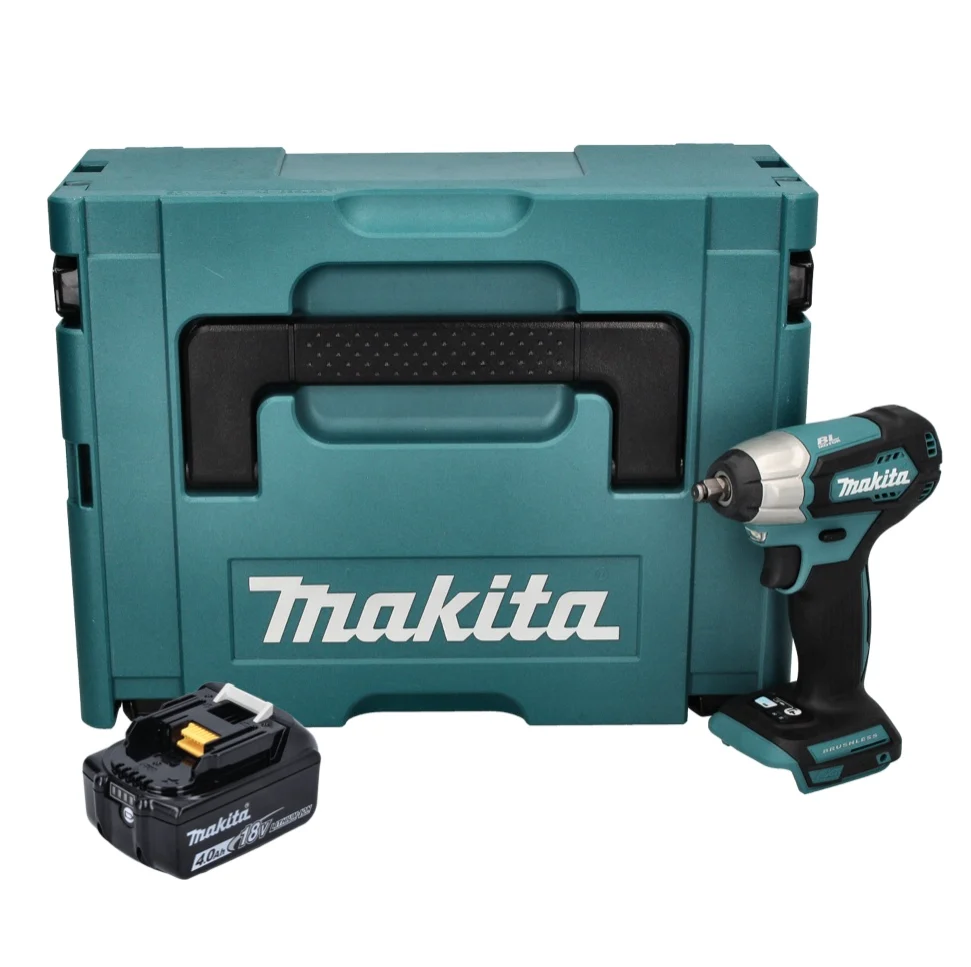 Atornillador de impacto baterí Makita DTW 180 M1J 18 V 180 Nm 3/8" sin escobillas + 1 baterí de 4,0 Ah + Makpac - sin carg...