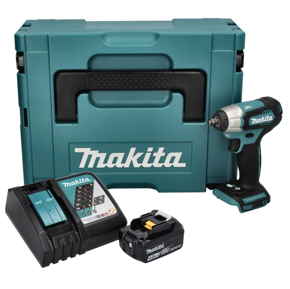 Atornillador de impacto baterí Makita DTW 180 RM1J 18 V 180 Nm 3/8" sin escobillas + 1 baterí de 4,0 Ah + cargador + Makpac
