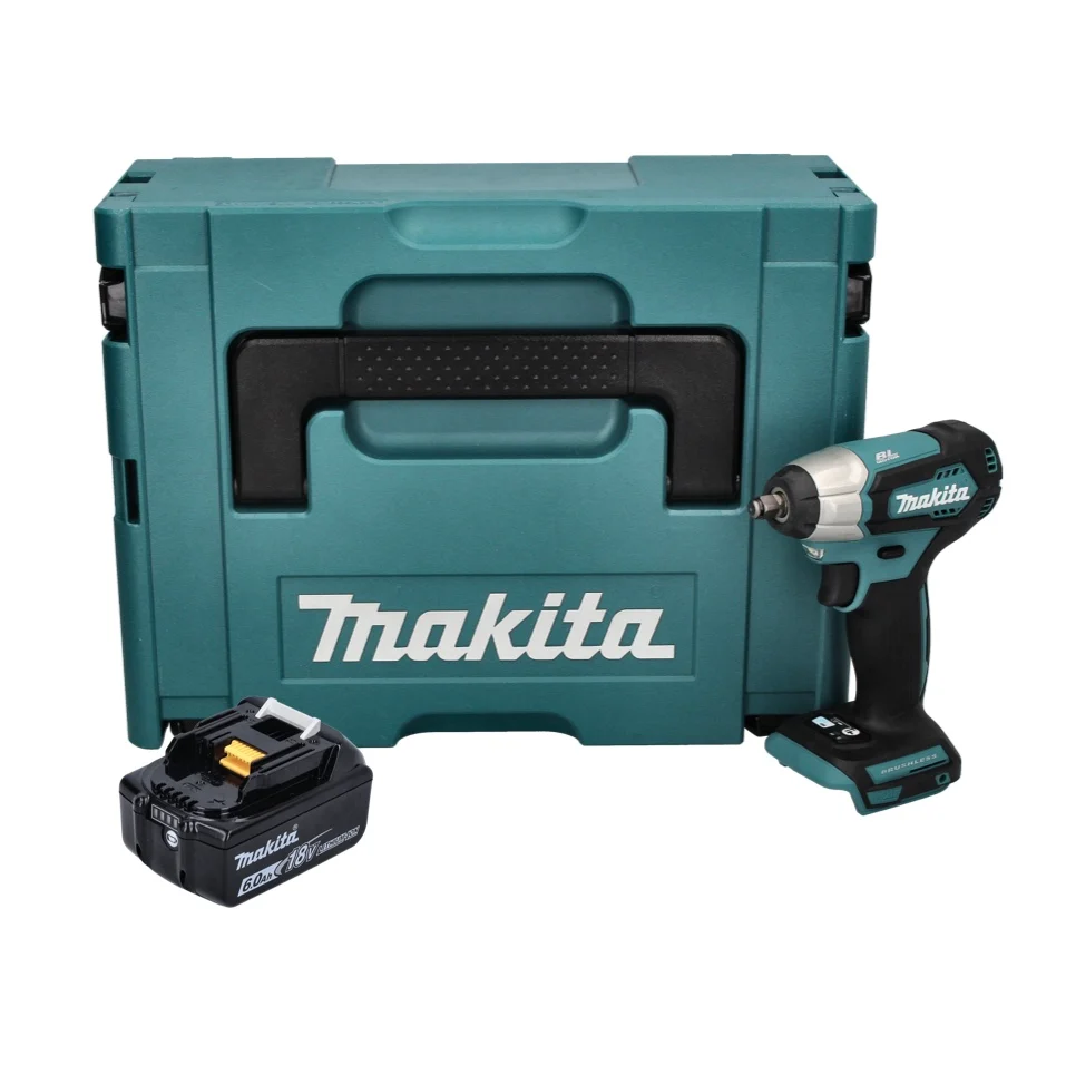 Atornillador de impacto baterí Makita DTW 180 G1J 18 V 180 Nm 3/8" sin escobillas + 1 baterí de 6,0 Ah + Makpac - sin carg...