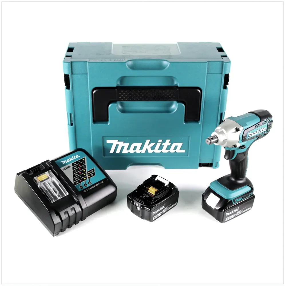 Atornillador de impacto inalámbrico Makita DTW 190 RTJ 18V 190 Nm + 2x baterías 5.0Ah + cargador rápido en Makpac 2