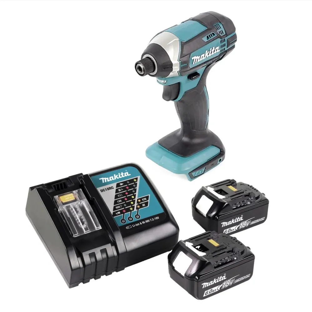 Atornillador de impacto sin cable Makita DTD 152 RG 18 V 165 Nm + 2 baterías de 6,0 Ah + cargador
