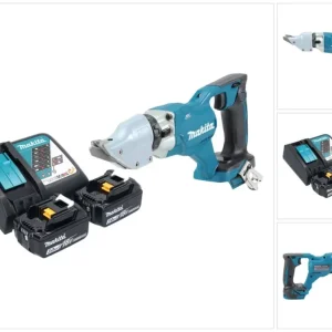 Cizalla para chapa sin cable Makita DJS 200 RF 18 V 2,0 mm sin escobillas + 2x baterí recargable 3,0 Ah + cargador