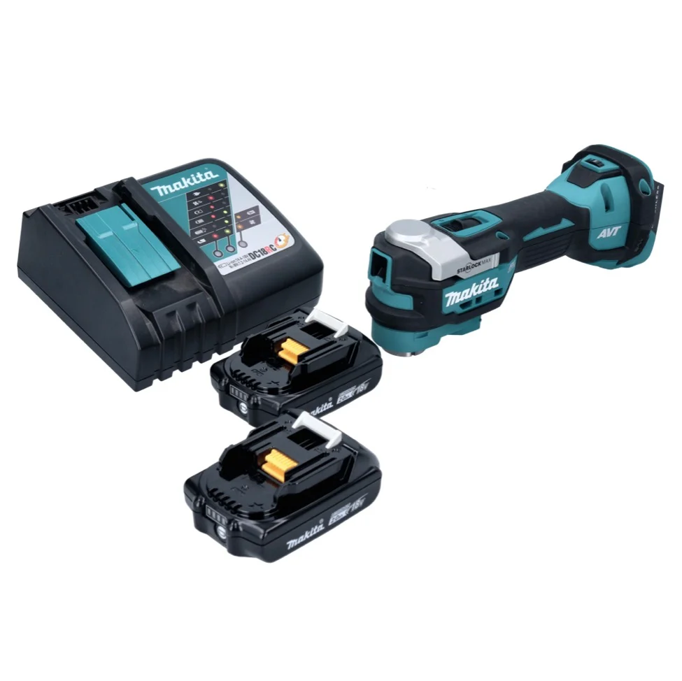 Herramienta multifunción sin cable Makita DTM 52 RA 18 V Starlock Max Brushless + 2x baterí recargable 2,0 Ah + cargador