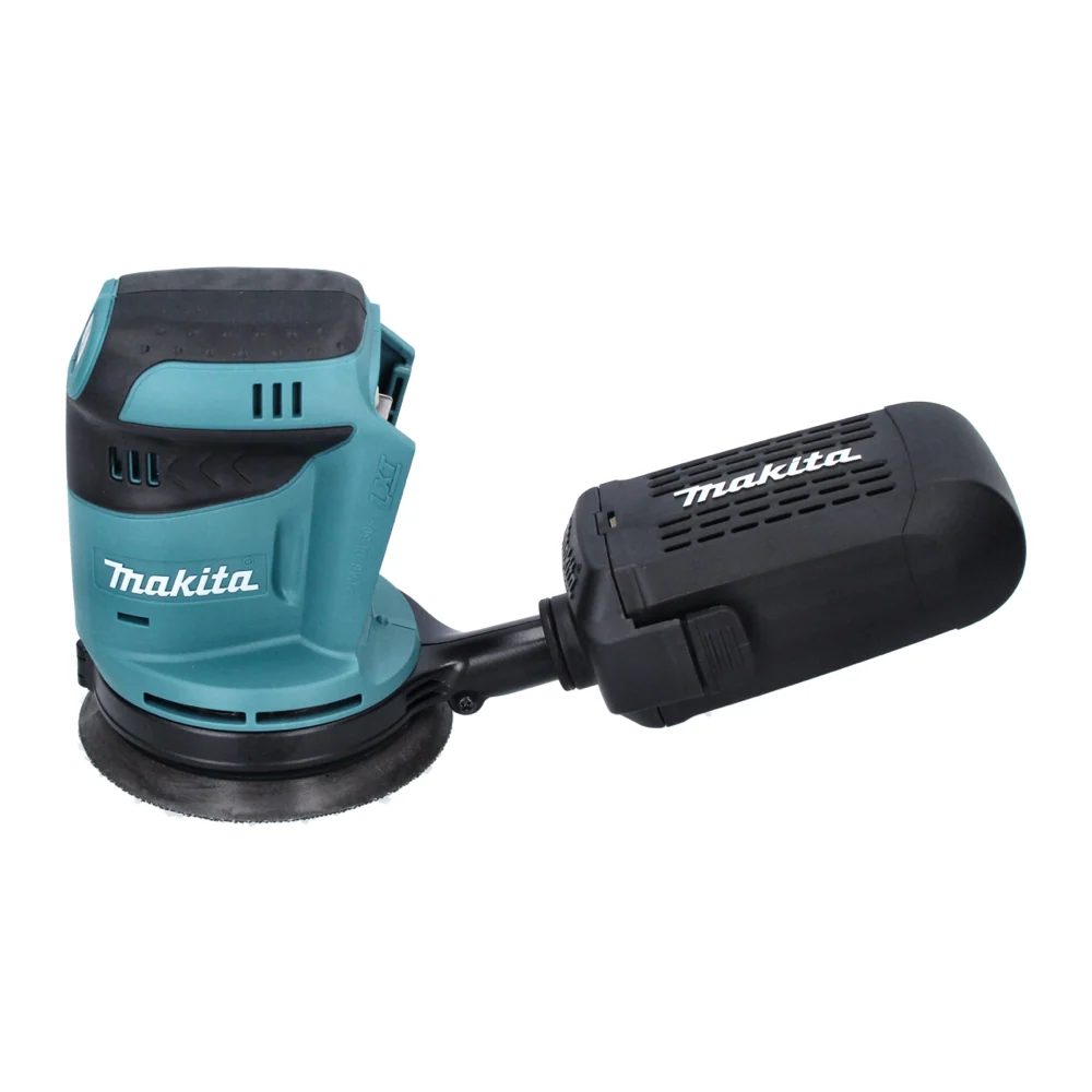 Lijadora excéntrica baterí Makita DBO 180 RTJ 18 V 125 mm + 2x baterías 5,0 Ah + cargador + plato lijador + 10x papel de l...