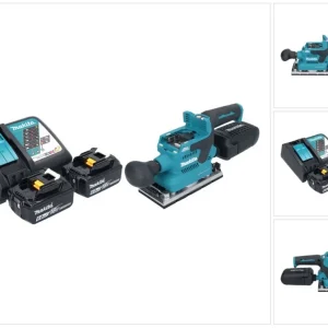 Lijadora orbital sin cable Makita DBO 382 RG 18 V 93 x 185 mm sin escobillas + 2x baterí recargable 6,0 Ah + cargador