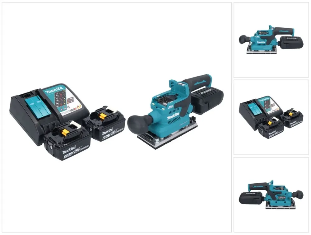 Lijadora orbital sin cable Makita DBO 382 RG 18 V 93 x 185 mm sin escobillas + 2x baterí recargable 6,0 Ah + cargador