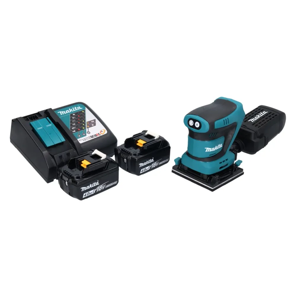 Lijadora orbital sin cable Makita DBO 480 RM 18 V 112 x 102 mm + 2x baterí recargable 4,0 Ah + cargador