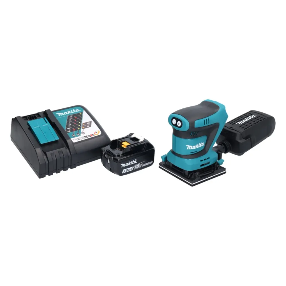 Lijadora orbital sin cable Makita DBO 481 RF1 18 V 112 x 102 mm + 1x baterí recargable 3,0 Ah + cargador