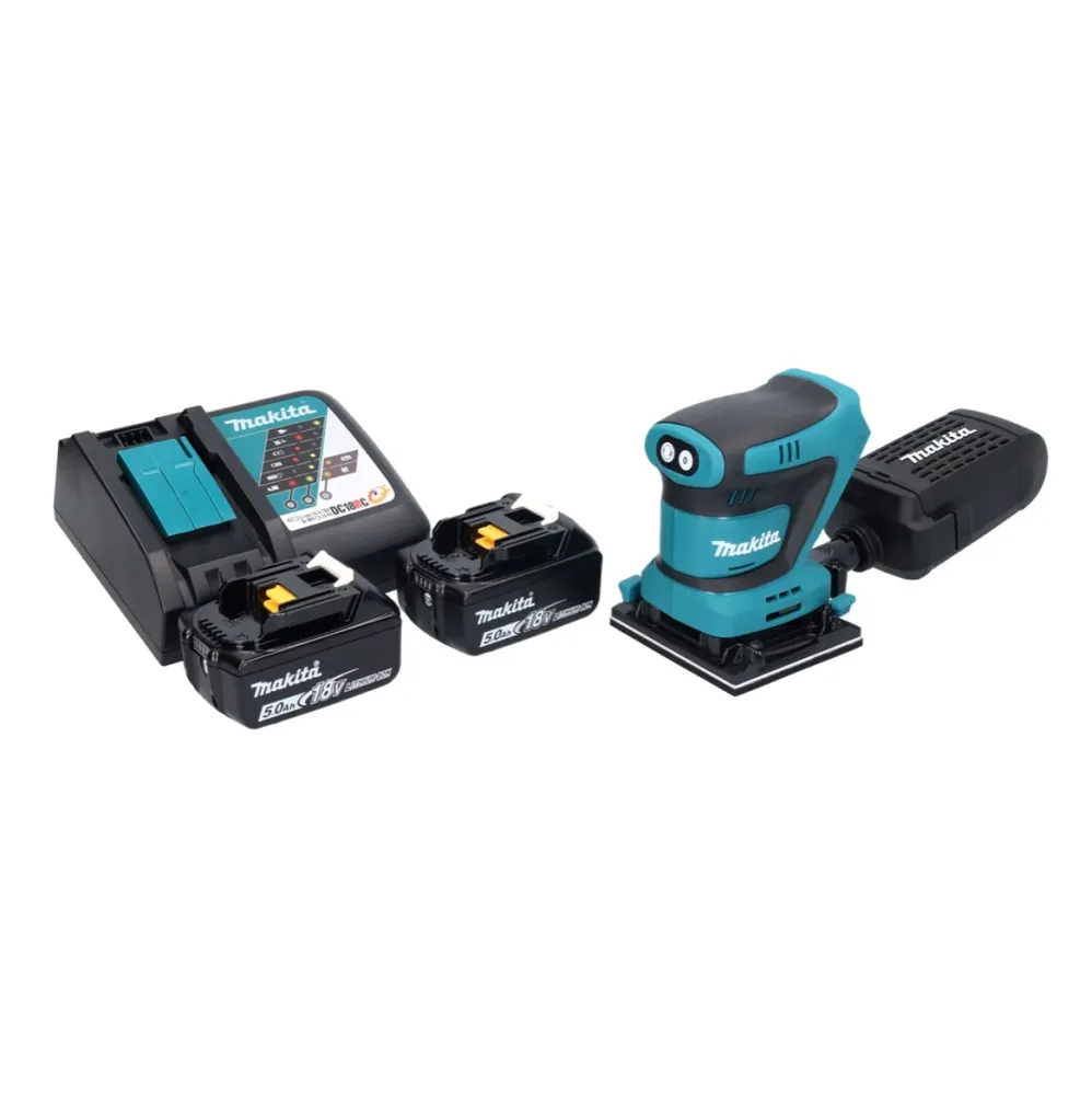 Lijadora orbital sin cable Makita DBO 481 RT 18 V 112 x 102 mm + 2x baterí recargable 5,0 Ah + cargador