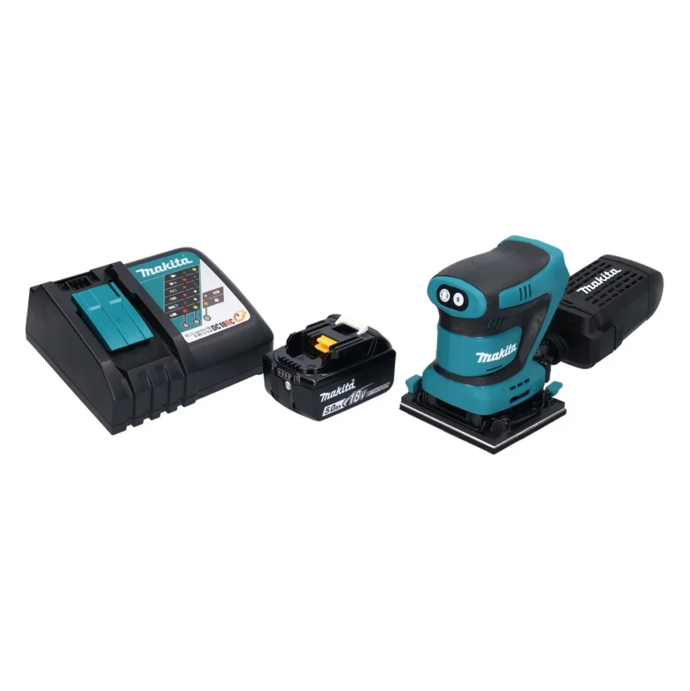 Lijadora orbital sin cable Makita DBO 480 RT1 18 V 112 x 102 mm + 1x baterí recargable 5,0 Ah + cargador