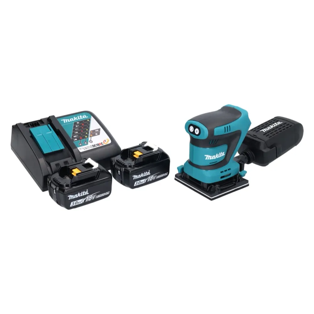Lijadora orbital sin cable Makita DBO 481 RF 18 V 112 x 102 mm + 2x baterí recargable 3,0 Ah + cargador