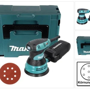 Lijadora rotorbital Makita BO 5031 300 W 125 mm + 50 lijas K320 + Makpac
