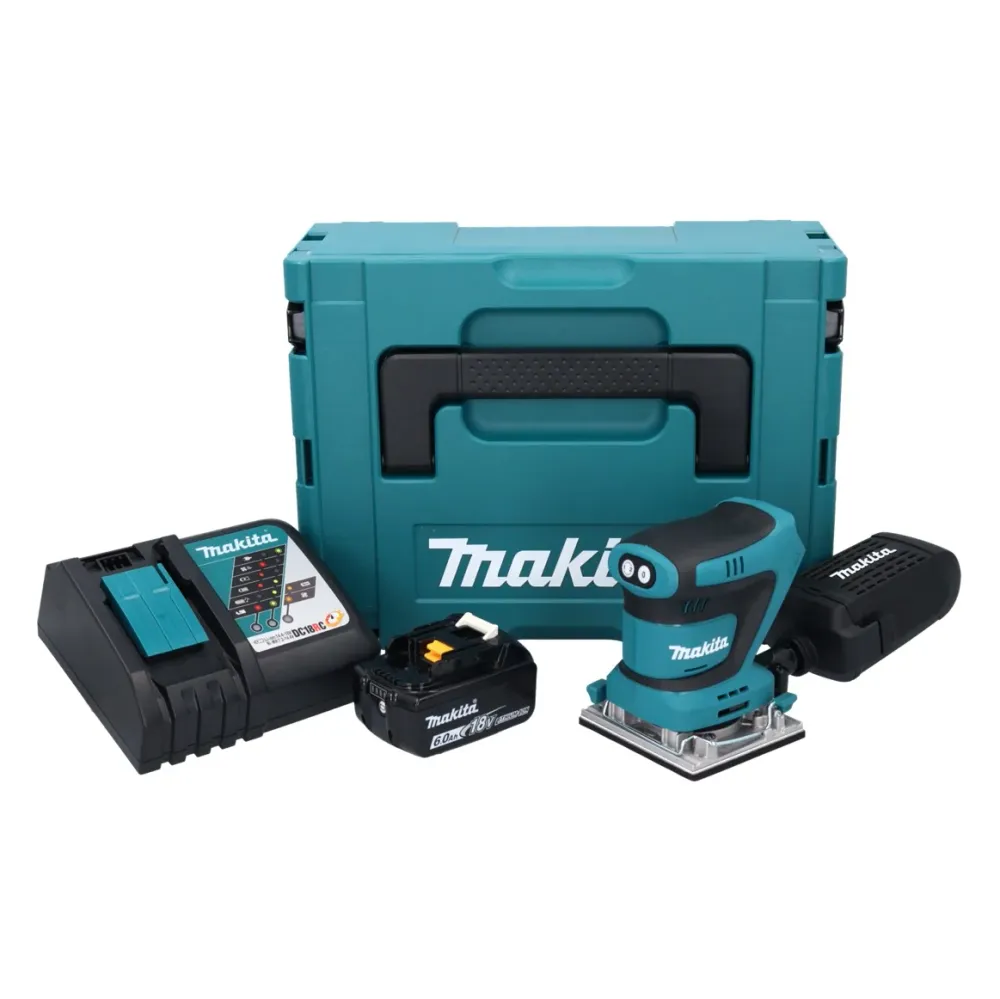 Lijadora vibratoria Makita DBO482RG1J sin cable 112x102mm 18V + 1x Baterí 6.0Ah + Cargador + Maletín Makpac