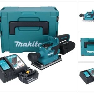 Lijadora vibratoria sin cable Makita DBO 381 RF1JU 18 V 93 x 185 mm sin escobillas + 1x baterí 3,0 Ah + cargador + Makpac