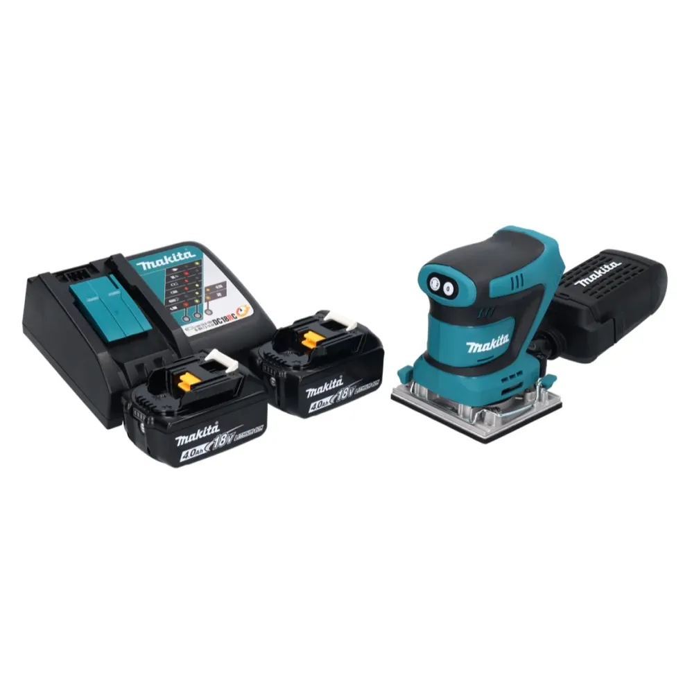 Lijadora vibratoria sin cable Makita DBO 482 RM 18 V 112 x 102 mm + 2 baterías de 4,0 Ah + cargador