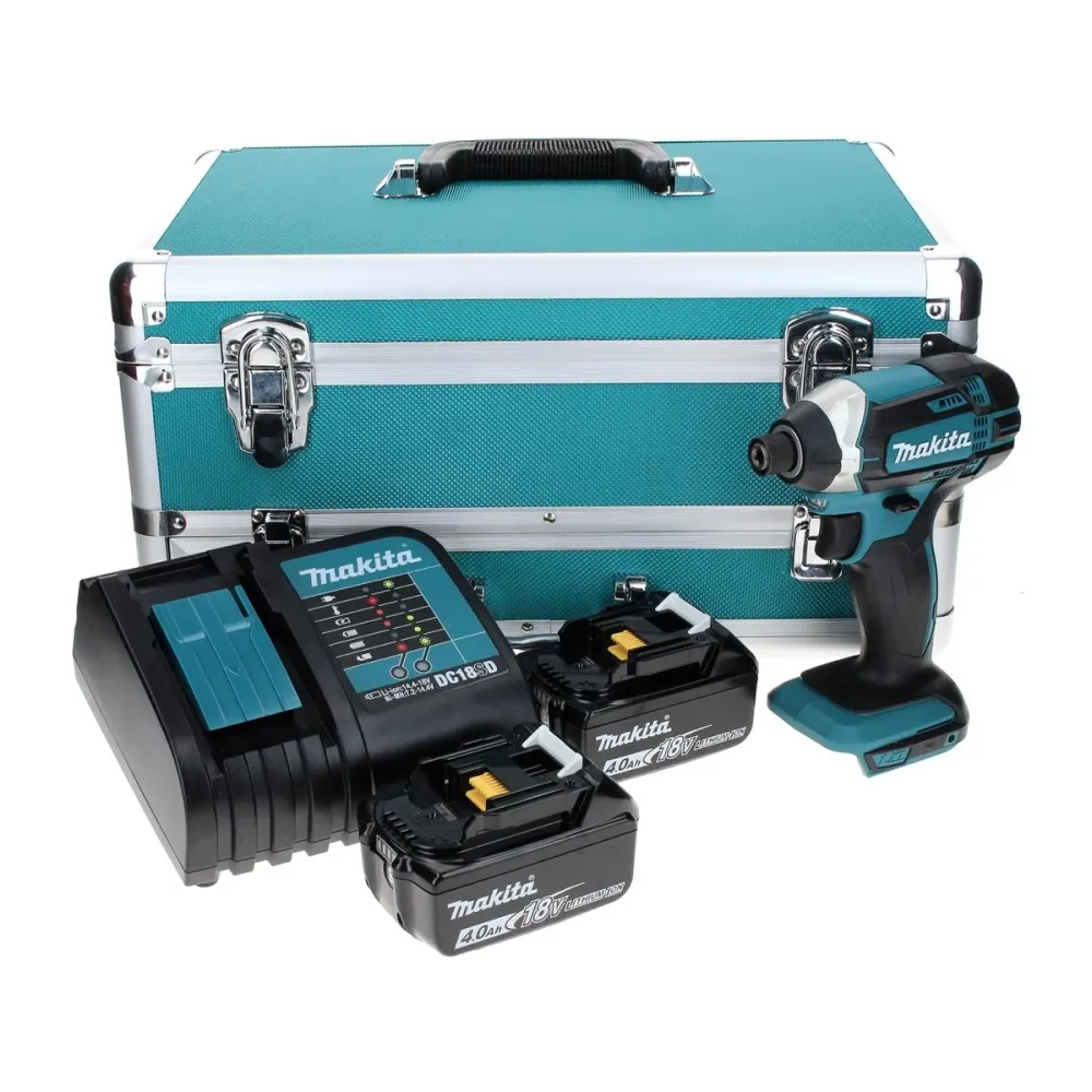 Llave de impacto baterí Makita DTD 152 SMTX 18 V 165 Nm + 2x baterías 4,0 Ah + cargador + juego de brocas de 70 piezas + m...