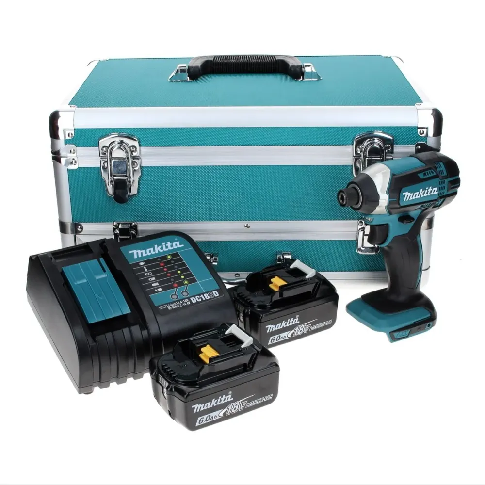 Llave de impacto baterí Makita DTD 152 SGTX 18 V 165 Nm + 2x baterías 6,0 Ah + cargador + juego de brocas de 70 piezas + m...