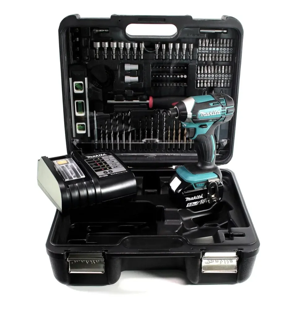 Llave de impacto baterí Makita DTD 152 STTK 18 V 165 Nm + 1x baterí 5,0 Ah + cargador + set de accesorios 101 piezas + est...