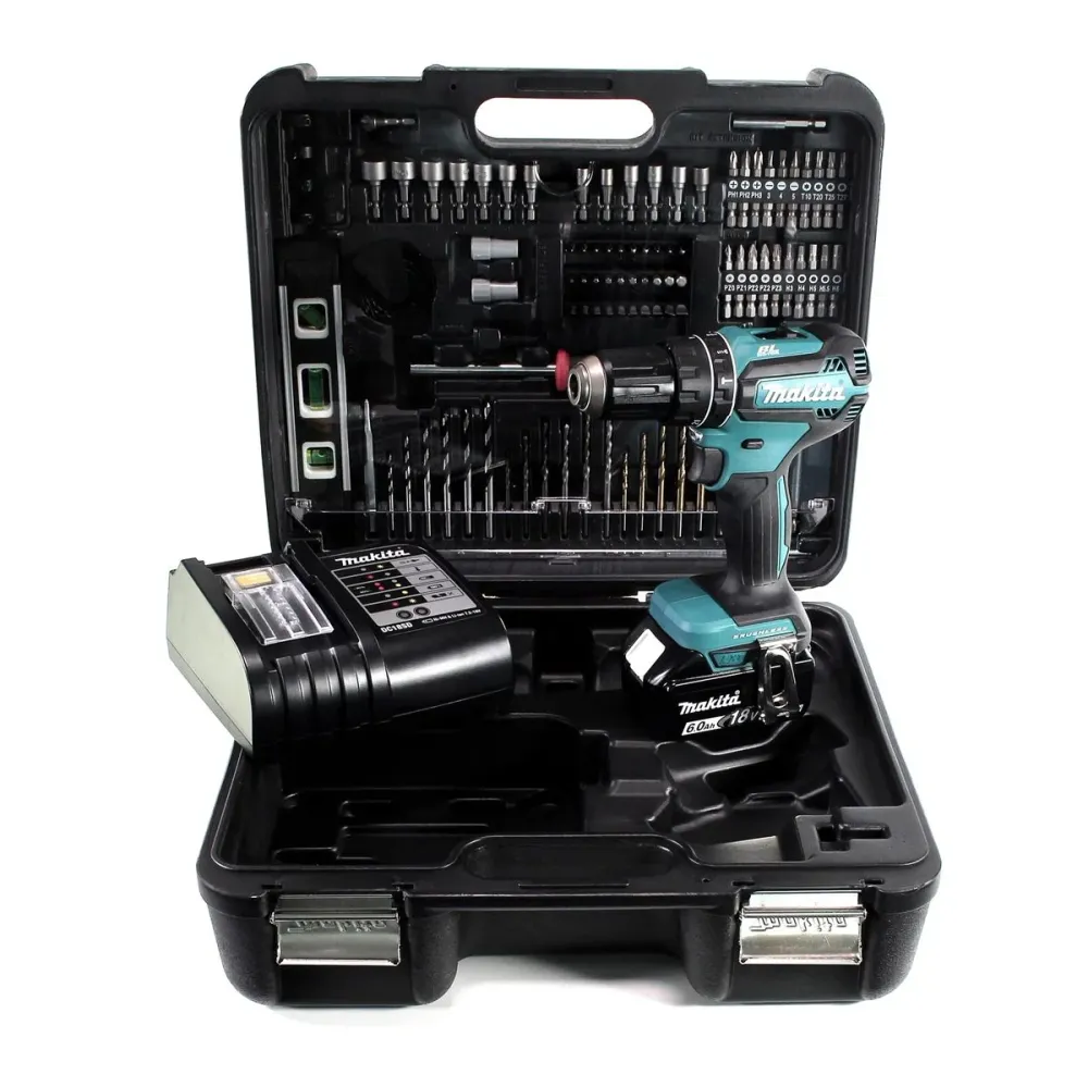 Llave de impacto baterí Makita DTD 156 SGTK 18 V 155 Nm + 1x baterí 6,0 Ah + cargador + set de accesorios 101 piezas + est...