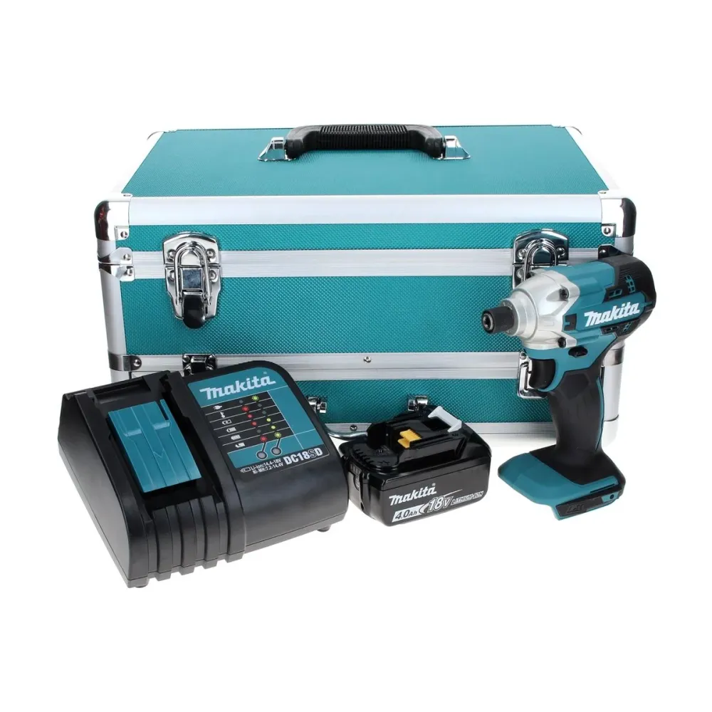 Llave de impacto baterí Makita DTD 156 SM1TX 18 V 155 Nm + 1x baterí 4,0 Ah + cargador + juego de brocas de 70 piezas + ma...