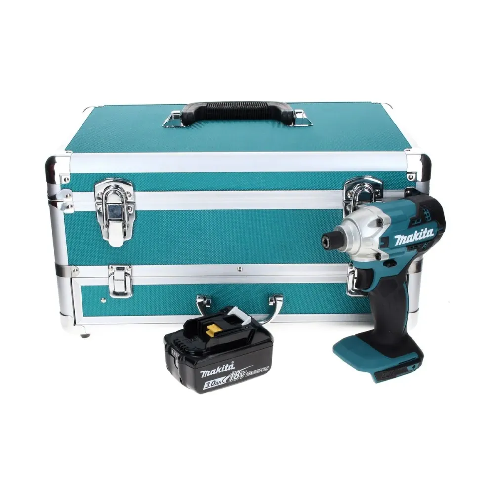 Llave de impacto baterí Makita DTD 156 F1TX 18 V 155 Nm + 1x baterí 3,0 Ah + juego de brocas de 70 piezas + maletín de alu...