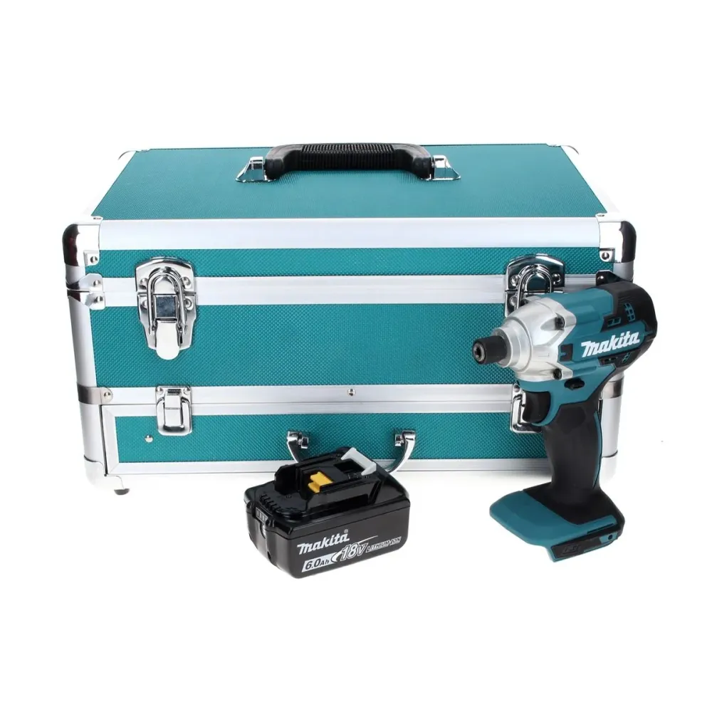 Llave de impacto baterí Makita DTD 156 G1TX 18 V 155 Nm + 1x baterí 6,0 Ah + juego de brocas de 70 piezas + maletín de alu...