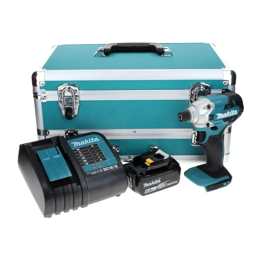 Llave de impacto baterí Makita DTD 156 SG1TX 18 V 155 Nm + 1x baterí 6,0 Ah + cargador + juego de brocas de 70 piezas + ma...