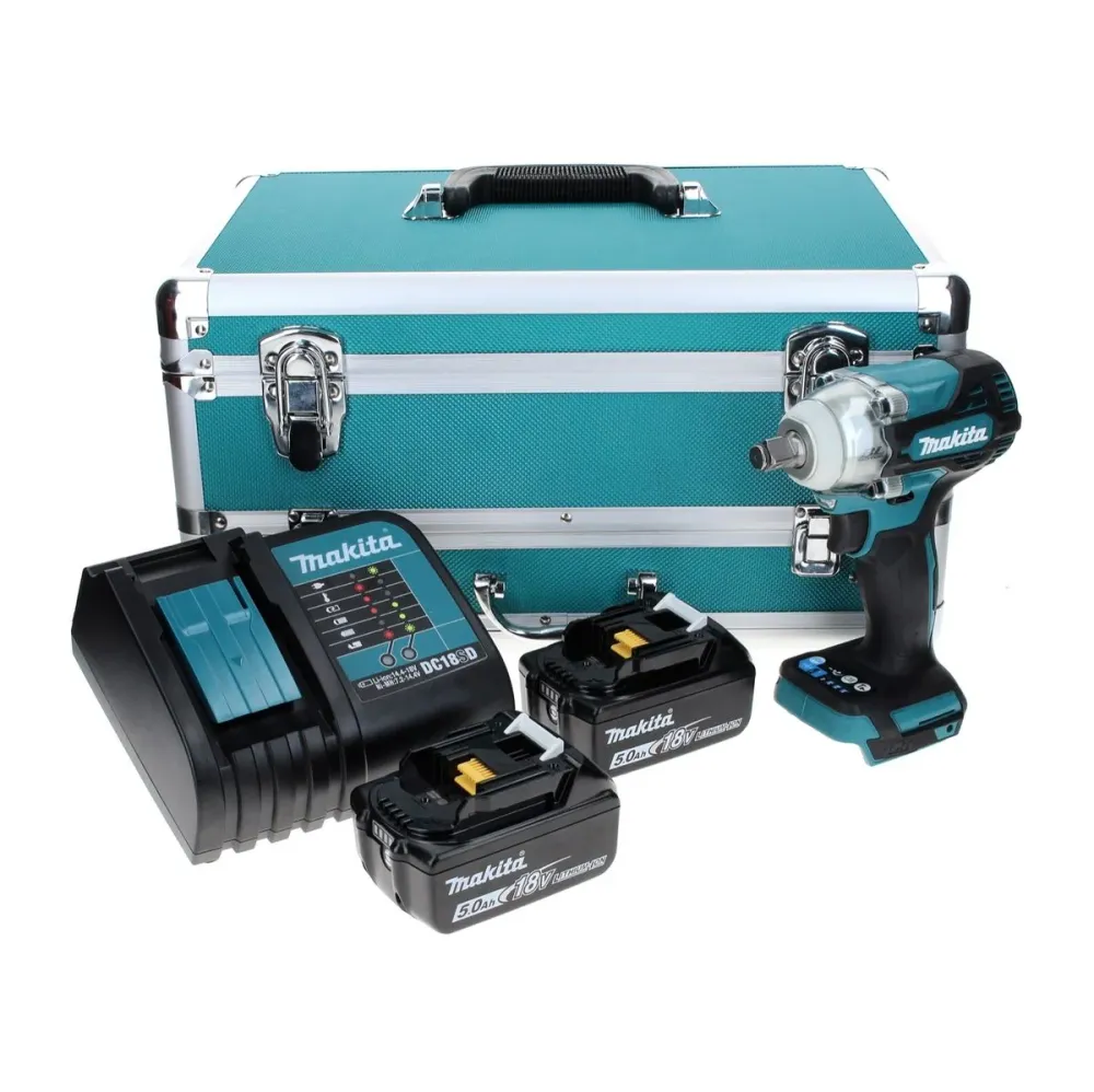 Llave de impacto baterí Makita DTW 300 STTX 18 V 330 Nm 1/2" sin escobillas + 2x baterías 5,0 Ah + cargador + juego de bro...